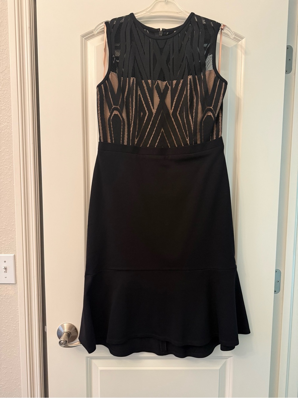 BCBGMAXAZRIA Black Sleeveless Mesh-Detail Dress